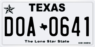 TX license plate DOA0641