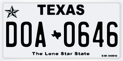 TX license plate DOA0646
