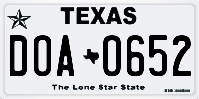 TX license plate DOA0652