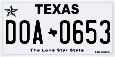TX license plate DOA0653