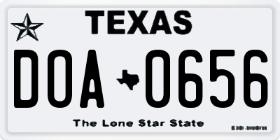 TX license plate DOA0656