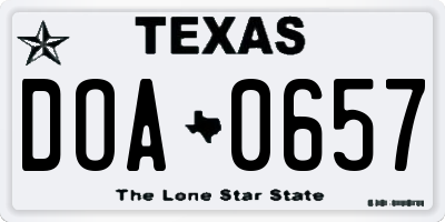 TX license plate DOA0657