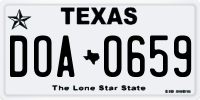 TX license plate DOA0659