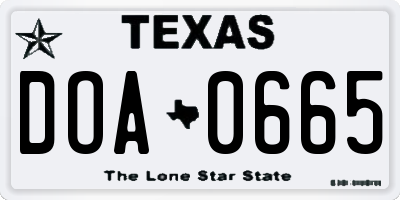 TX license plate DOA0665