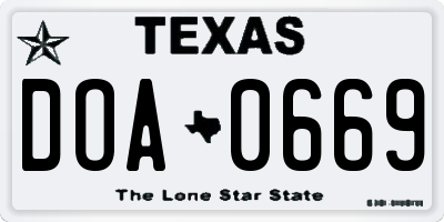 TX license plate DOA0669