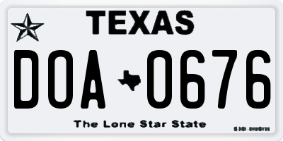TX license plate DOA0676
