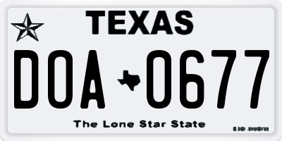 TX license plate DOA0677