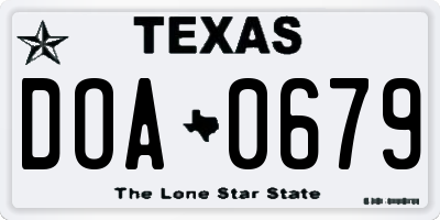 TX license plate DOA0679
