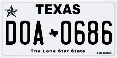 TX license plate DOA0686