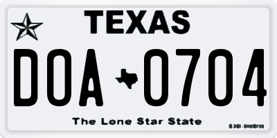 TX license plate DOA0704