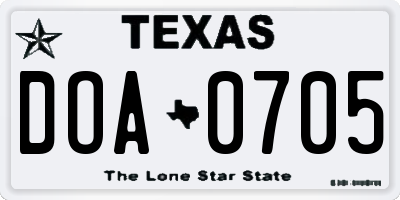 TX license plate DOA0705