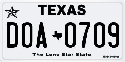 TX license plate DOA0709