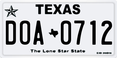 TX license plate DOA0712