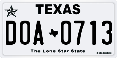 TX license plate DOA0713