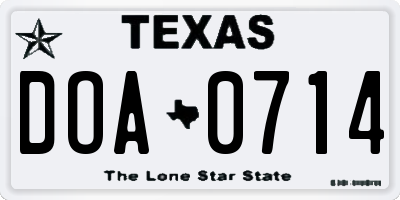 TX license plate DOA0714