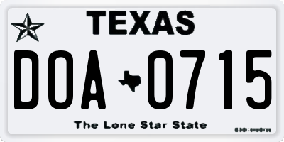 TX license plate DOA0715