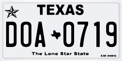 TX license plate DOA0719