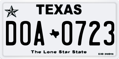 TX license plate DOA0723