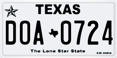 TX license plate DOA0724