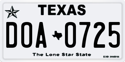 TX license plate DOA0725