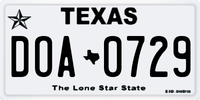 TX license plate DOA0729