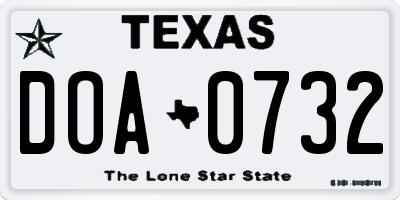 TX license plate DOA0732