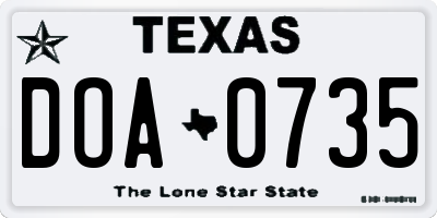 TX license plate DOA0735