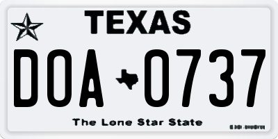 TX license plate DOA0737