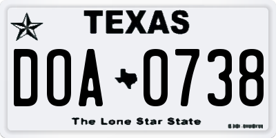 TX license plate DOA0738