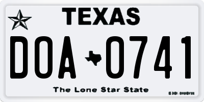 TX license plate DOA0741