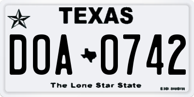 TX license plate DOA0742