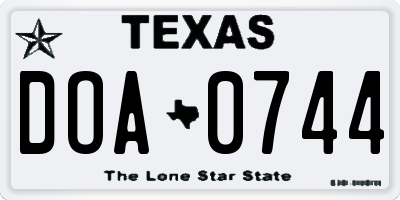 TX license plate DOA0744