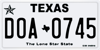 TX license plate DOA0745