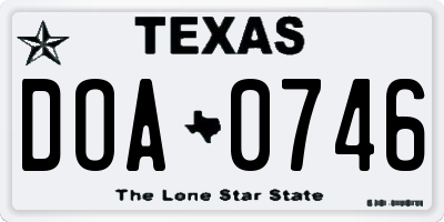 TX license plate DOA0746