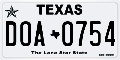 TX license plate DOA0754