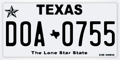 TX license plate DOA0755