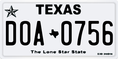 TX license plate DOA0756