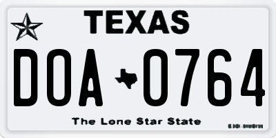 TX license plate DOA0764