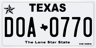 TX license plate DOA0770