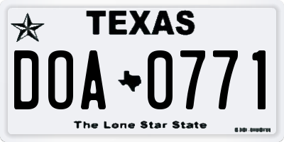 TX license plate DOA0771