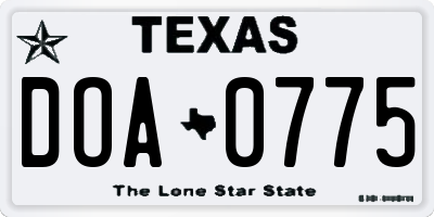 TX license plate DOA0775