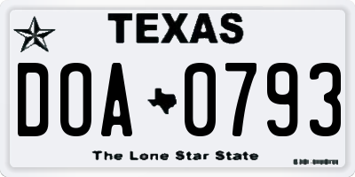 TX license plate DOA0793