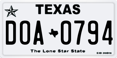 TX license plate DOA0794