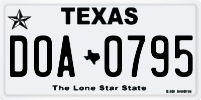 TX license plate DOA0795