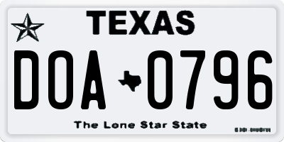 TX license plate DOA0796