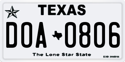 TX license plate DOA0806