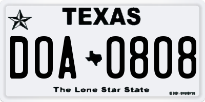TX license plate DOA0808