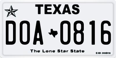 TX license plate DOA0816