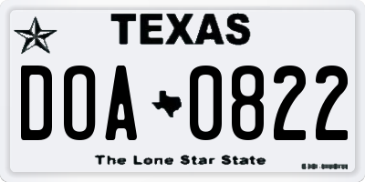 TX license plate DOA0822