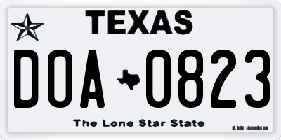 TX license plate DOA0823